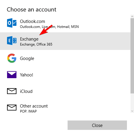 configuración de la cuenta de Outlook de la cuenta de Exchange
