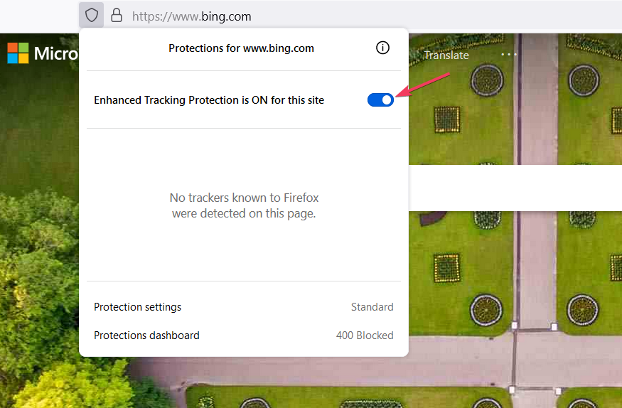 Der erweiterte Tracking-Schutz ist für diese Site-Option aktiviert. Google Drive-Download funktioniert nicht. Firefox