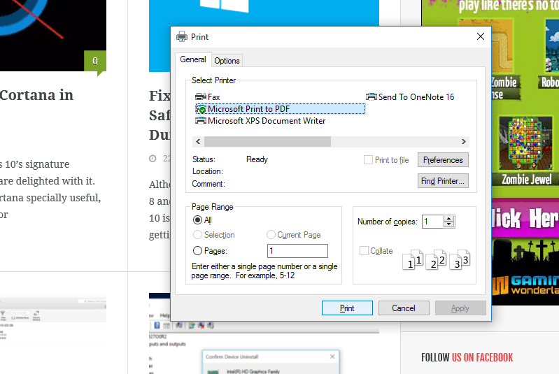 ispis u Windowsima 10