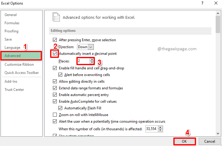 Jak automaticky vkládat desetinné čárky pro čísla v Excelu