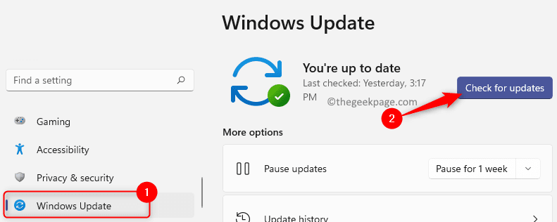Windows Otsi värskendusi Min