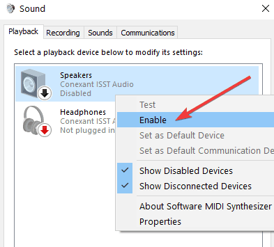 habilitar dispositivo de áudio Windows 10