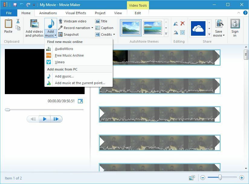 музична панель Windows Movie Maker як встановити Windows Movie Maker -
