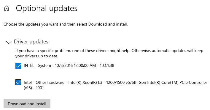 Actualización de controlador opcional Min Min