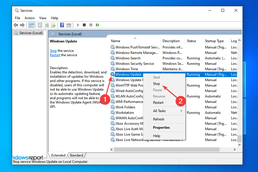 Peatage Windows Update'i teenus, et parandada Windows 11 kinnijäänud allalaadimist