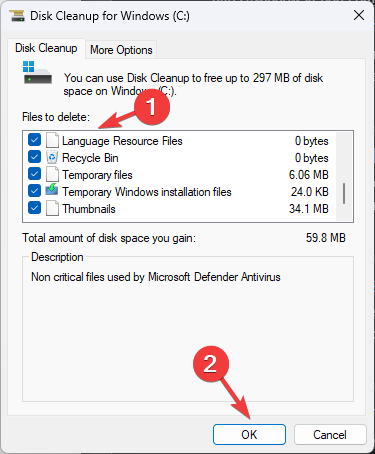 Очищення диска - файли для видалення