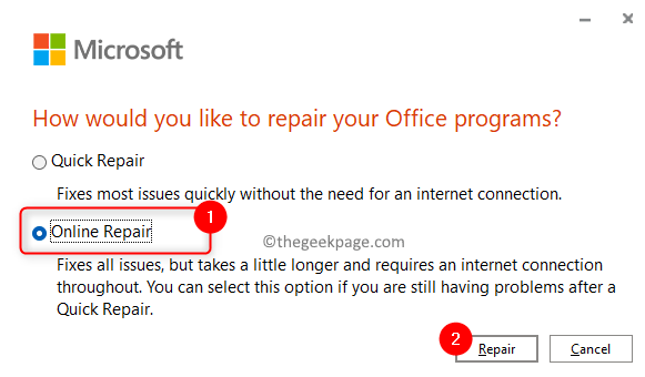 Office Online-Reparatur Min