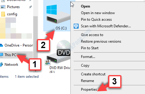 Win + E File Explorer Este Pc C Drive Clique com o botão direito em Propriedades