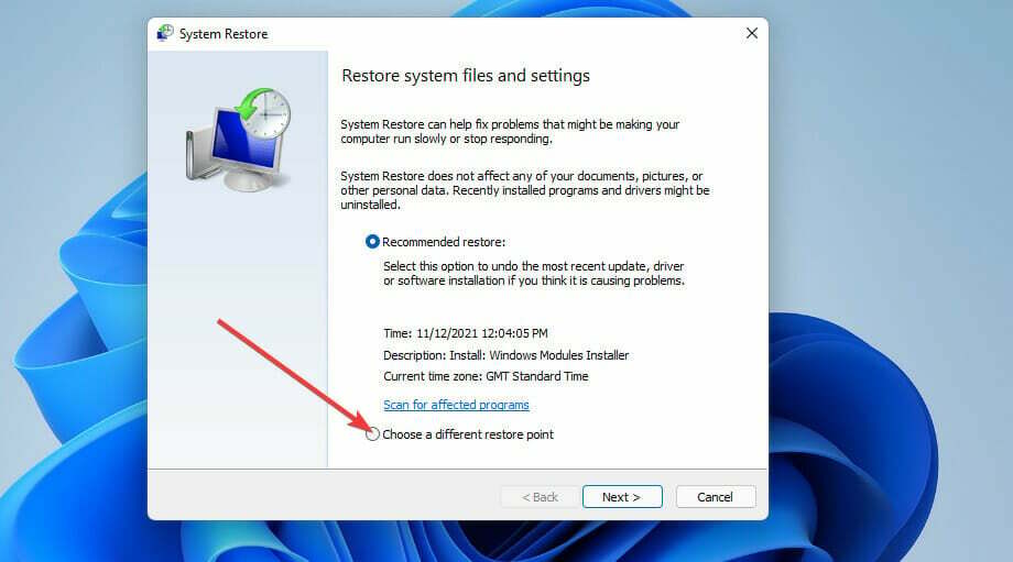 Scegli una diversa opzione del punto di ripristino violazione del watchdog dpc Windows 11