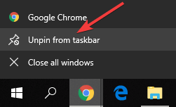 відкріплення Chrome від панелі завдань – подвійні значки Chrome на панелі завдань