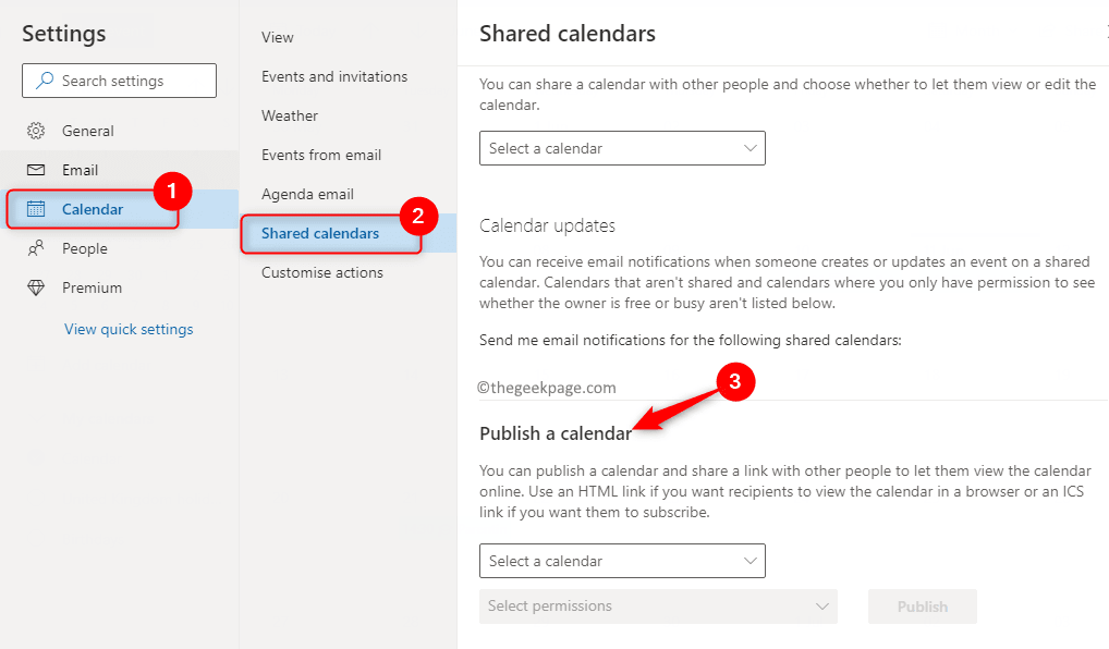 Outlook-inställningar Kalender Delade kalendrar Min