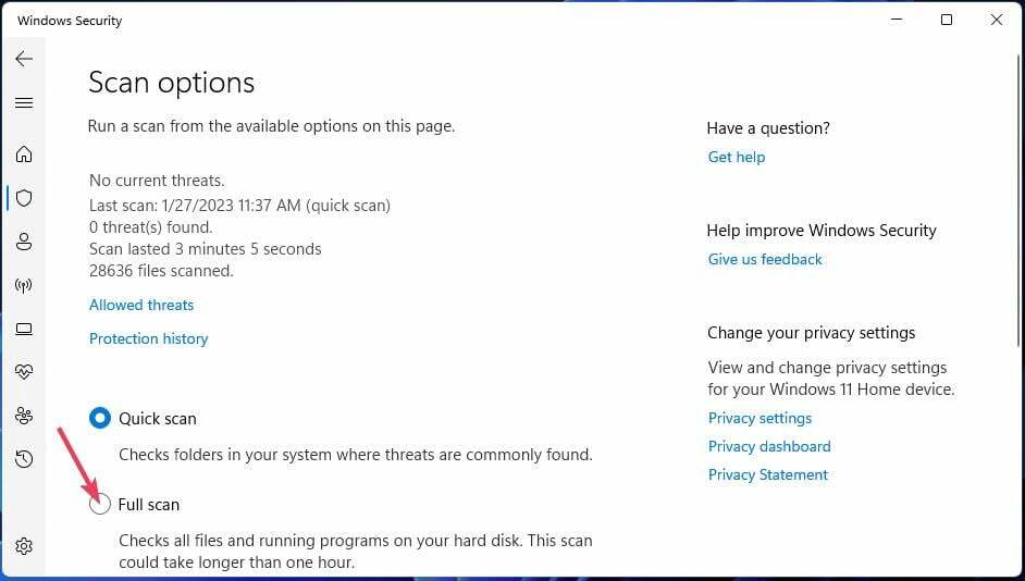 אפשרות סריקה מלאה של Windows 11 העתק הדבק לא עובד