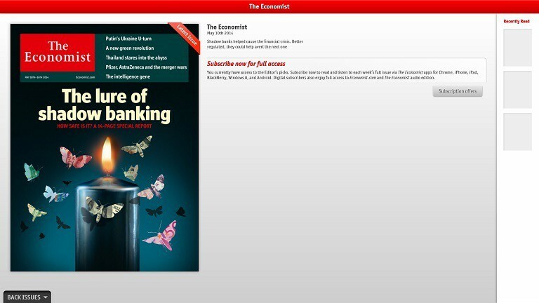 Economist-appen för Windows 8, 10 fixar startfel