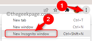 Chrome Nieuw incognitovenster Min