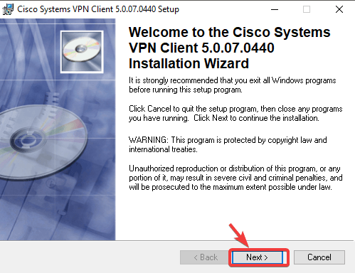 cisco süsteemide VPN-i kliendi seadistamine Cisco VPN-i ei installita