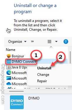 Dymo Connect Min. को अनइंस्टॉल करें