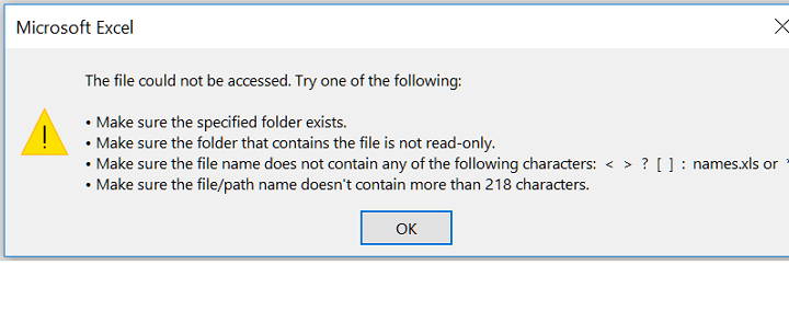 Excel-filer åpnes ikke i jubileumsoppdateringen