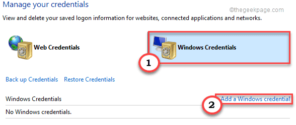 Adicionar um mínimo de credencial do Windows
