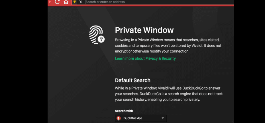 DuckDuckGo sekarang menjadi mesin pencari default Vivaldi dalam mode Pribadi