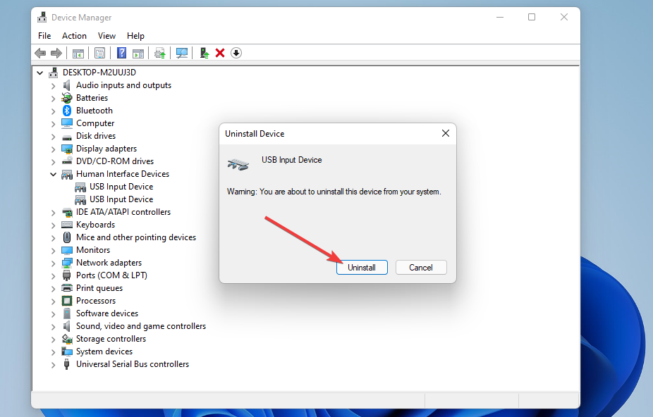 Asennuksen poistopainike Windows 11 -kosketusnäyttö ei toimi