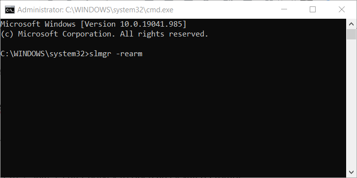 slmgr -rearm komandu Windows kļūdas kods 0xc004f025