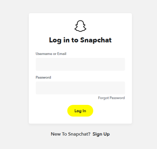 браузър Snapchat за вход