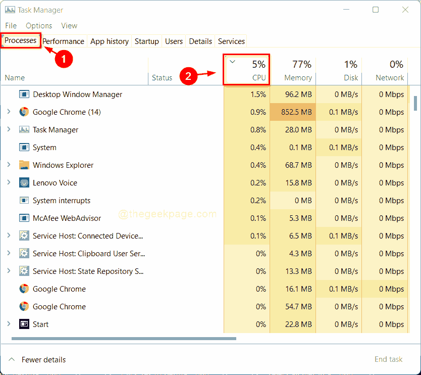 Hogyan ellenőrizhető, hogy melyik folyamat fogyaszt több CPU-t a Windows 11 rendszerben