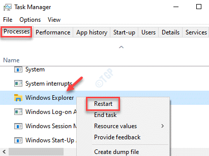 Tegumihaldur töötleb Windows Explorerit paremklõpsuga Restart