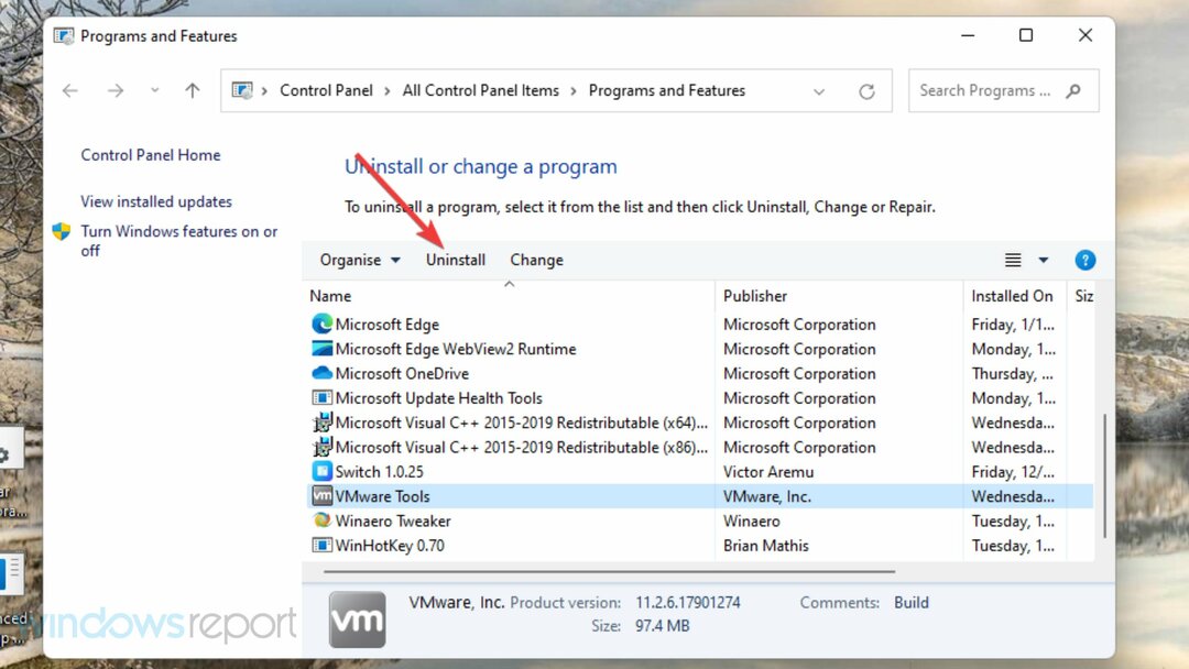 Afinstaller indstillingen Windows Fejlrapportering Hændelses-ID 1001