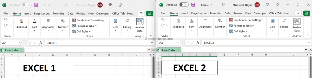 Excel을 별도의 창으로 보기 최소값