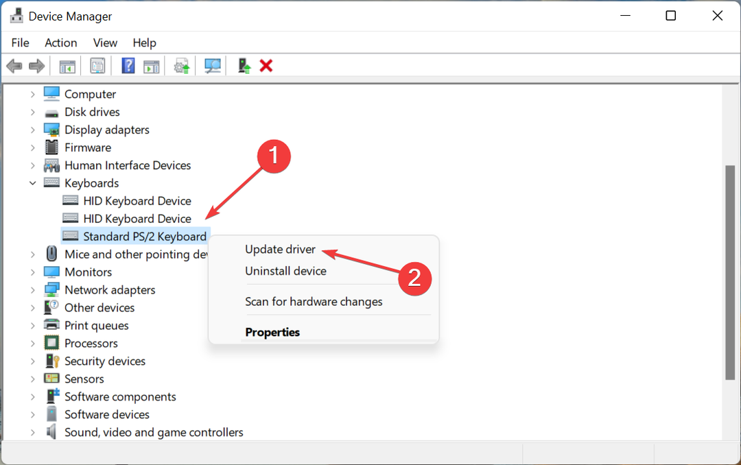 Windows 11 bazı tuşların çalışmamasını düzeltmek için sürücüyü güncelleyin