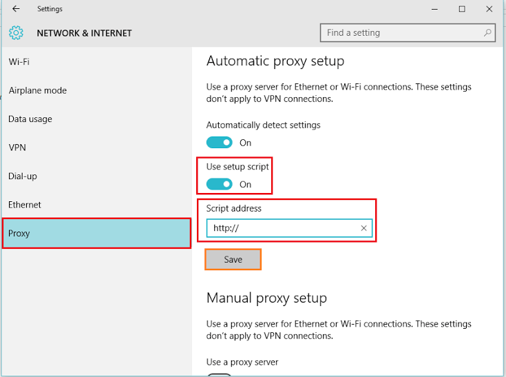 Sådan opsættes proxyserver i Windows 10