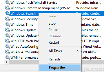 Propriétés de recherche Windows Min