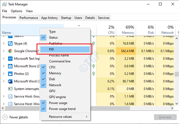 Шукайте процес, який активний / прослуховується / працює на порту в Windows 10