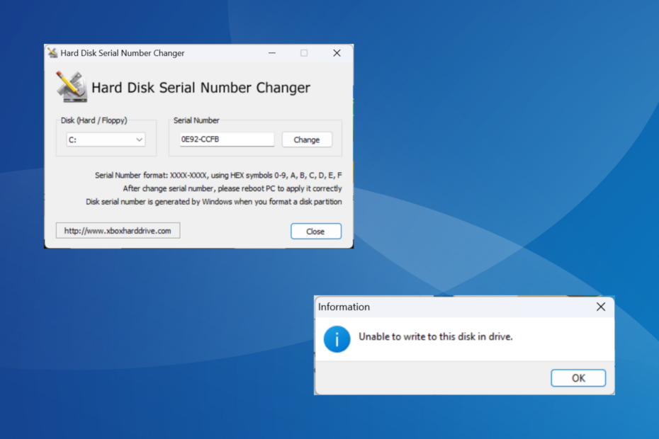 Fix Hard Disk Serial Number Changer Kan ikke skrive til denne disk i drevfejl