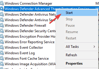 Windows Defender تم إيقاف تشغيل هذا البرنامج