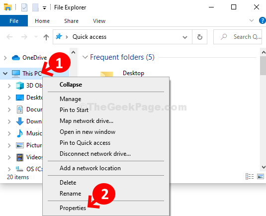 Win + E File Explorer Această comandă rapidă PC Faceți clic dreapta pe Proprietăți