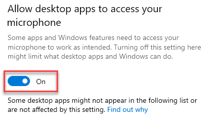 Permitir que aplicativos de desktop acessem no mínimo
