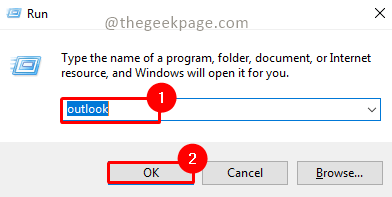 Spustite program Outlook min