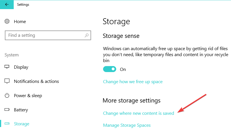 cambia dove viene salvato il nuovo contenuto Windows 10