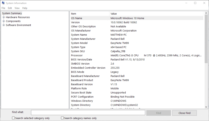 Окно информации о системе: контрольный список для миграции с Windows 7 на Windows 10