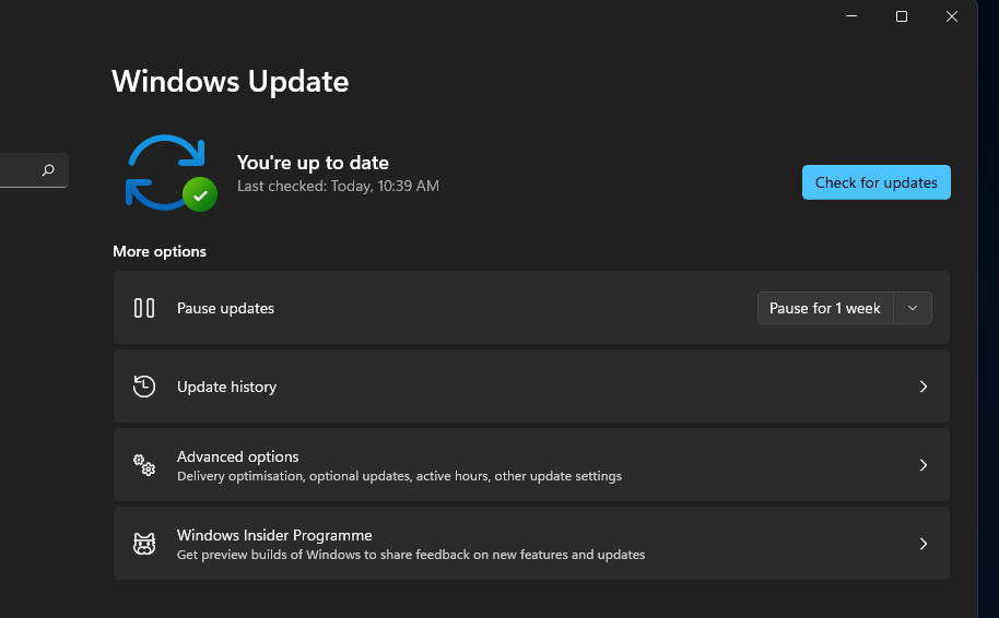 Windows Update Windows 11 -lentosimulaattorin ongelmat