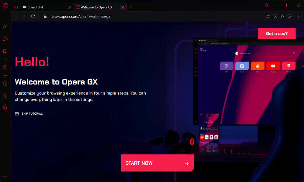 Страница Opera GX Программа установки Opera GX не работает. 
