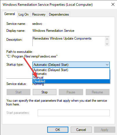 Windowsin korjauspalvelun ominaisuuksien käynnistystyyppi poistettu käytöstä - sedlauncher.exe korjaa korkean suorittimen