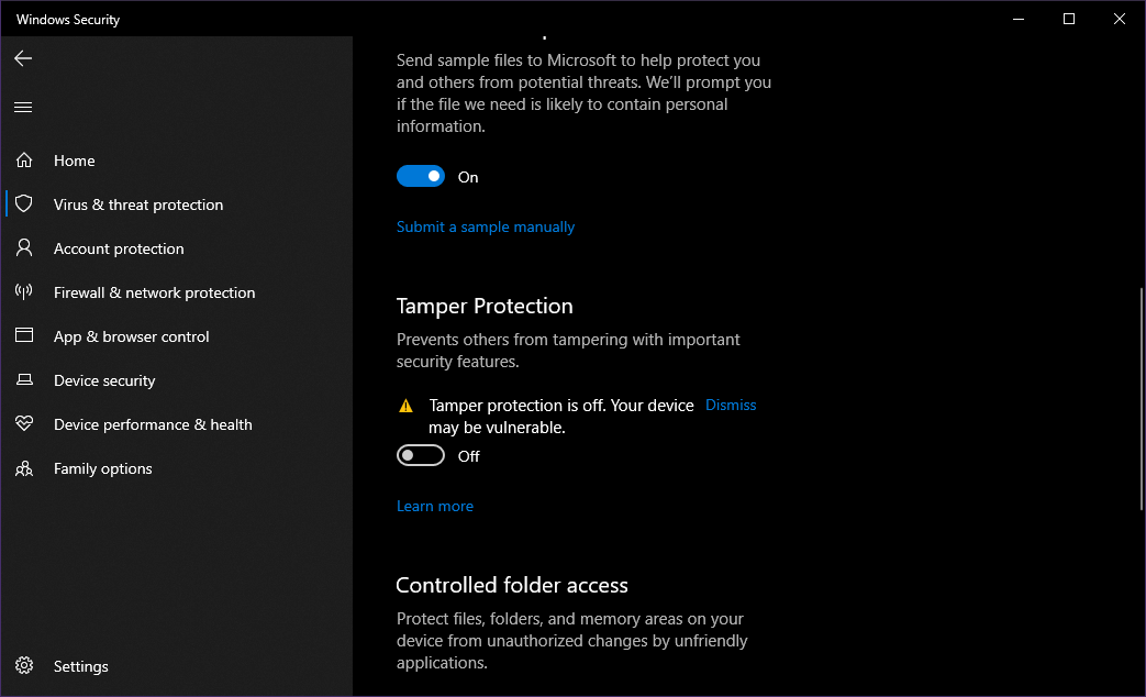 Windows 10'da Dış Müdahale Korumasını Etkinleştirme veya Devre Dışı Bırakma