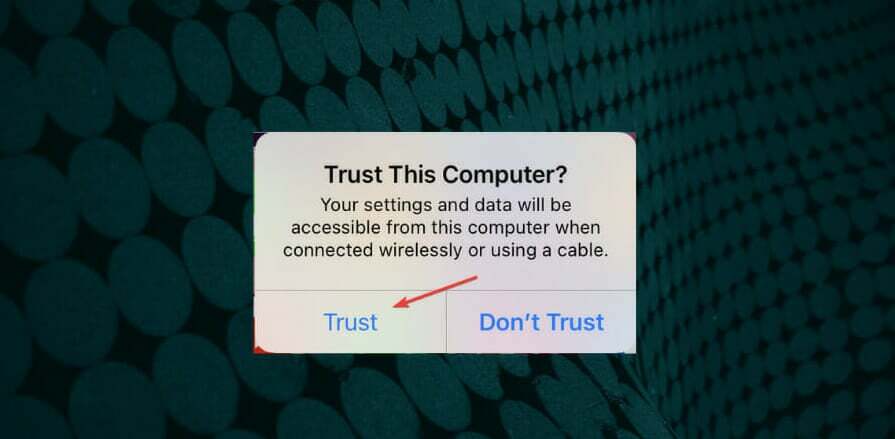 Güven seçeneği Windows 11 iPad'i tanımıyor