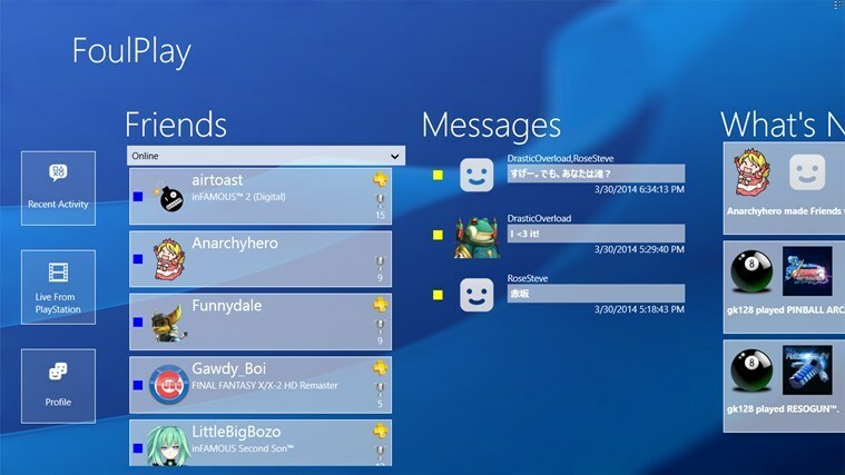 Перенесите PlayStation Network в Windows 8, 10 с приложением FoulPlay