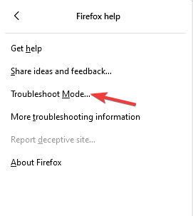 מצב פתרון בעיות ב-firefox