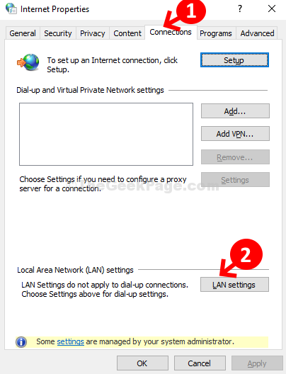 Propiedades de Internet Conexiones Configuración de LAN