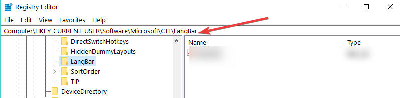 скрыть языковую панель в реестре Windows 10